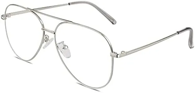 GQUEEN Fake Glasses Women Men Clear Lens Metal Frame UV400 Protection Fashion Retro Pilot Style Eyeglasses