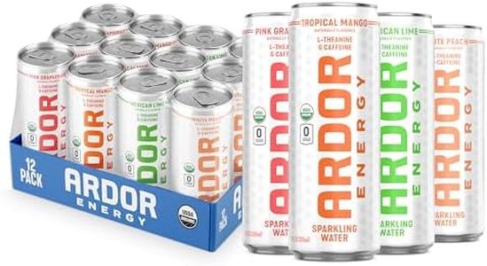 ARDOR ENERGY Sparkling Water TROPICAL variety 12 pack with 100mg Organic Caffeine from Green Tea & 200mg Organic L-Theanine (Focus & Calm). No Sugar. No Calories. Vegan. Gluten Free.