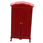 HOOTNEE Dollhouse Furniture Wooden Miniature Wardrobe Closet Mini Wooden Storage Cabinet Doll Wardrobe Dolls House Decor Accessories Mini Furniture Model for Dollhouse Decoration