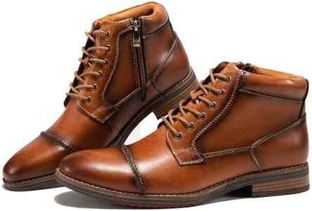 Arkbird Mens Oxford Leather Dress Boots Classic Cap Toe Side Zip Mid Top Casual Ankle Boots for Men