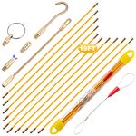 Boeray 19' Fiberglass Running Electrical Wire Cable Pulling Fish Tape Kit with 5 Different Attachments and Fastener in a Carrying Case