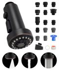 Hibbent Pull Down Kitchen Faucet Head Replacement, 3 Function Sink Faucet Sprayer Head Nozzle with 15 Adapters, Compatible with Moen, American Standard, Delta, Kohler Faucets,Oil Rubbed Bronze