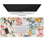 HAOCOO Desk Pad, Office Desk Mat 35.4" ×15.7" Large Gaming Mouse Pad Durable Extended Computer Mouse Pad Water-Resistant Thick Writing Pads with Non-Slip Rubber Base for Office Home，Flowers