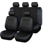 Flying Banner Universal Leather Car Seat Covers Full Set Airbag Compatible Seat Protector (Black and Grey Leopard)