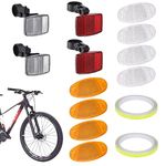 SXCCNW Bicycle Reflector, 14 PCS Bike Reflectors Front and Back, Bicycle Wheel Spoke Reflectors Bracket with 8 m Reflector Band for Motorcycle Mountain Bike MTB Bicycle Children White Red Yellow