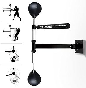 INNOLIFE Boxing Spinning Bar with 2pcs Speed Ball, Multifunction Wall Mounted MMA Speed Trainer,Folding Function Pole