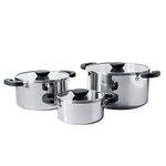Meyer Kitchen Hacks Nickel Free Stainless Steel 3 Piece Casserole Set | Biryani Pot | Induction Cookware Set | Cooking Pot | Cooking Utensils For Kitchen- 16Cm-1.4l / 20Cm-3.3l / 24Cm/5.7l casserole