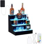 LED Lighted Liquor Bottle Display, 4 Tier 16 Inch LED Bar Display Shelf with Remote & App Control, Acrylic Lighted Bottle Display Stand, 16 Colors, 4 Modes, Bar Shelves for Liquor Bottles