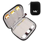 BOJLY USB Key Storage Bag, Mini Electronics Accessory Bag in Nylon Waterproof Robust Protective Case with 6 Capacities for SD Card, USB Key, Earphone Cable, Black