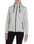 TCA Womens Revolution Tech Workout Thermal Running Hoodie Jacket with Zip Pockets and Thumbholes - Quiet Shade Marl, S