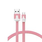 REALMAX® 1M micro usb cable high speed Data Sync fast charging Flat Noodle lead for power banks Android Smartphones Samsung Galaxy Blackberry HTC Motorola Nokia Nexus LG, Tablets Sony (light pink)