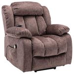 Power Massage Lift Recliner Chair with Heat & Vibration for Elderly, Heavy Duty and Safety Motion Reclining Mechanism - Antiskid Fabric Sofa Contempoary Overstuffed Design (Brown)