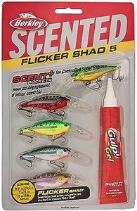 Berkley Scented Flicker Shad Tiger 5 Pack Fishing Lure, Assorted, 3/16 oz, 2in | 5cm Crankbaits, Size, Profile and Dive Depth Imitates Real Shad, Equipped with Fusion19 Hook