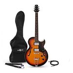 Gear4music Semi Acoustic Hollowbody Jazz Guitar with Gig Bag & Cable