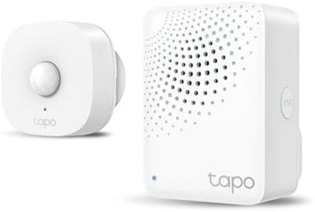 Tapo TP-Link H100 Smart Hub with T100 – Connect up to 64 Devices, Instant alerts in Away Mode, smart Alarm Coordination, Customizable doorbell, Energy-efficient, Long-Lasting Battery