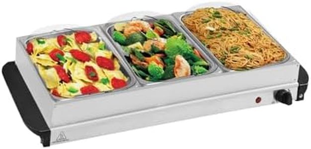Buffet Warmer Food Server 3 Tray Hot Plate – 3 x 1.5L Large Pans Keep Food & Plates Hot for Longer –Compact Table Top Design – 200W Electric Adjustable Temperature Control ZANBEEL