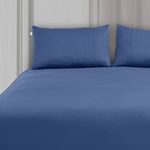 Spread Spain Madison Avenue Cotton with Light Silky and Sateen Sheets 400 Thread Count Super King Size Bedsheet with 2 Pillow Cover (108" x 108" inch American Blue)