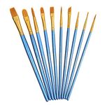 KOLAMOON 10pcs Artist Nylon Paint Brushes Set for Body, Face, Watercolor, Acrylic and Oil Painting