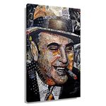 Alphonse Capone Poster Wall Art Mafia Gangster Canvas Mob Painting Print Decor American Public Enemy Modern Artwork for Living Room Framed Size 16x24 inch(40x60cm)