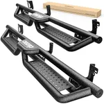 Running Boards Compatible with Dodge Ram Crew Cab 1500 2009-2018 (Incl. 2019-2024 1500 Classic), 2010-2024 2500/3500, 6" Two-Stair Side Step Rail Drop Nerf Bars (Excl 19-25 1500 New Body)
