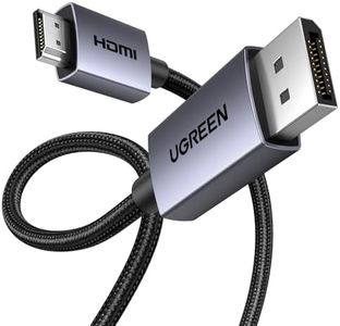 UGREEN 4K DP to HDMI Uni-Directional Cable 1M Braided Displayport to HDMI Lead Aluminium Male to Male for Gaming on Multi-Screen Compatible with Monitor, Projector, HDTV, Laptop, HP, Dell