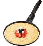 GOURMEX Black Induction Crepe Pan, with PFOA Free Nonstick Coating | Ideal Induction Pan for Egg Omelet and Flat Pancake | Cookware Compatible with All Heat Sources | Dishwasher Safe (28cm)