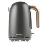 Salter EK6085CB Pebble Kettle – 1.7 L Fast Boil Electric Tea Kettle, Removable Limescale Filter, Water Level Indicator, 360° Swivel Base, Viewing Window, Boil Dry Protection, Flip Lid, Charcoal/Brass