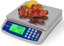 RUJIXU 30kg/1g Electronic Kitchen Scale Stainless Steel Digital Food Scale Counting Balance with LCD Display Batteries Included and 6V poweradapter