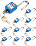 QWORK Lockout Tagout Locks, Safety Padlock, 10 Blue Padlocks with 20 Keys, Keyed Different, for Lock Out Tag Out Stations and Devices