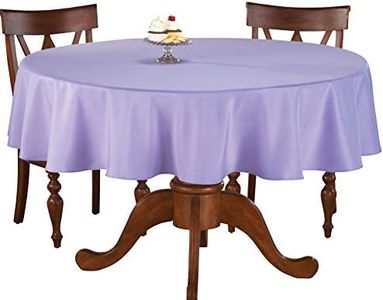 Collections Etc 70 Inch Round Solid Colored Tablecloth, 100% Durable Polyester, Lavender