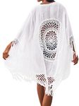 CUPSHE Women's Tassel Long Kimono Cardigans Beach Swimsuit Bikini Cover Up White One Size