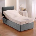 sleepkings Adjustable Electric Bed + FREE Matching Headboard & Memory Foam Mattress Bed With 3 YEARS GUARANTEE (Charcoal Chenille, 3ft Single)