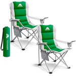 VOYAGER 2 Pack Outdoor Camping Chair Set,120kg Capacity, 3.3kg Per Chair, Waterproof Folding Chairs with Cup Holder & Side Pockets, Portable Chairs for Garden, Fishing, Picnic Camping & Travel Comfort