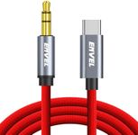 ENVEL USB C to AUX Cable,Nylon Braided Type C to 3.5mm Headphone Adapter Audio Car Stereo Compatible with iPhone 15 Huawei P50 P40 Galaxy S23 Ultra S22 S21 Google Pixel 7 Red(3.3FT/1m)