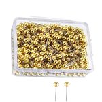 200Pcs Round Plastic Head Push Pins Head Push Pins Map Tacks Drawing Pins Map Pins for Pin Board Thumb Tacks (Golden)