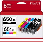 TAAUS PGI650XL CLI651XL Ink Cartridge Compatible Canon PGI-650XL CLI-651XL for PIXMA MG5460 MG5560 MG5660 MG6360 MG6460 MG6660 MG7160 MG7560 PIXMA MX926 MX726 PIXMA Ip7260 Ip8760 iX6860 (5 Pack)