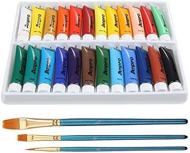 Anpro Tubes de Peinture Acrylique 24 x 15 ml - Kit de Peinture Acrylique pour Artistes avec 3pcs Pinceau de Peinture, 24 couleurs vives pour Papier, Roche, Bois, céramique, Tissu