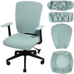 Tallew Office Chair Covers Set Computer Universal Protective Stretchable Chair Seat Covers Desk Chair Armrest Covers Slipcovers Pads Office Cushion Backrest for Rotating Chairs (Pea Green,4 Pcs)