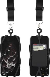 Gear Beast Cell Phone Lanyard with Adjustable Neck Strap Compatible with iPhone Galaxy & Most Smartphones, Silicone Phone Holder with Card Pocket and Adjustable Satin Polyester Lanyard