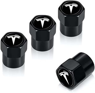 Tire Valve Stem Caps,Wheel Caps Compatible with Tesla Model 3,Model Y,Model X,Model S Series All Models, Metal Air Valve Cover Car Accessory,Not Made by Tesla,4 Pcs(Black)