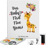 Novarena First 5 Years Baby Memory Book Journal Scrapbook 48 Pack Monthly Milestones Stickers & Clean-Touch Baby Safe Ink Pad