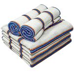 Towelogy® 5 Pack Cotton Dish Cloths Waffle Weave White Super Absorbent LINT FREE QUICK DRY Striped Kitchen Tea Towels Dishcloths for Washing Up Machine Washable 35x40cm (White Blue/Orange Stripes)