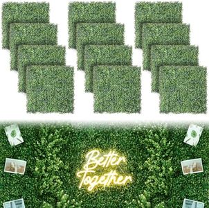 Luyue 12PCS 20”×20” (Equal to 48PCS of 10”X10”) Boxwood Panels, Artificial Grass Wall Panels Fake Greenery Backdrop Wall Grass Backdrop Artificial Plant Walls for Outdoor Indoor Garden Fence Backyard