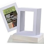 Falling in Art Picture Mats Set, Pack of 25 Photo Mat with Core Bevel Cut Frame Mattes, Includes 25 High Premier Acid Free Mats & 25 Backing Board & 25 Clear Bags (photo mats 5x7 for 4x6")