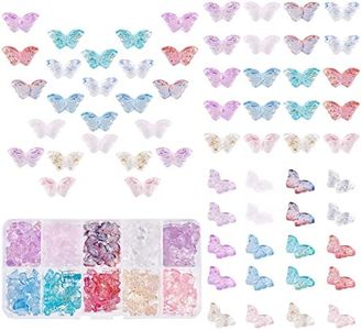 PandaHall 200 Pcs Crystal Butterfly Beads, 10 Colors Glass Transparent Butterfly Bead Charm Spray Painted Glass Beads Butterfly Backpack Charm for DIY Bracelets Necklace Jewelry Making Supplies