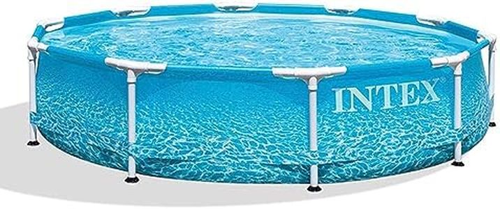 Intex 28206EH Large Round Above Ground Swimming Pool with Reinforced Sidewalls and Metal Frame for Backyard or Outdoor Use, 10 Foot by 30 Inch