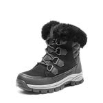 DREAM PAIRS Waterproof Snow Boots for Women, Faux Fur Cozy Warm Insulated Winter Boots Lace Up Mid-Calf Outdoor Shoes for Walking Hiking SDSB2305W BLACK Size 8