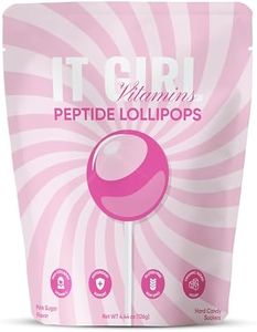 Beauty Lollipops - Collagen Peptides for Women + Vitamin C Immune Support for Hair Skin and Nails, Organic, Vegan, Gluten-Free, Healthy Candy & Snack, Natural Flavored Suckers: Pink Sugar & Watermelon