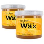 Mylee Honey Soft Creme Wax 425g, Short/Stubborn/Coarse Hair Removal, Ideal for All Body Areas, High Performance for Sensitive Skin, Wax Heater Friendly (2x 425g)