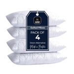 SK Stores Quilted Pillows- Hotel Quality Premium Hollowfibre Filled Pillows for Side, Stomach and Back Sleeper, Down Alternative Bed Pillow (Pack of 4)